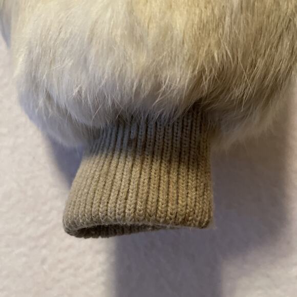 Neiman Marcus Vintage White Tan Dyed Rabbit Fur Coat Jacket 80s Hong Kong 12 - Picture 6 of 13